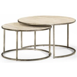 Industrial round nesting coffee table