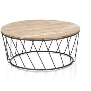Acacia round metal coffee table