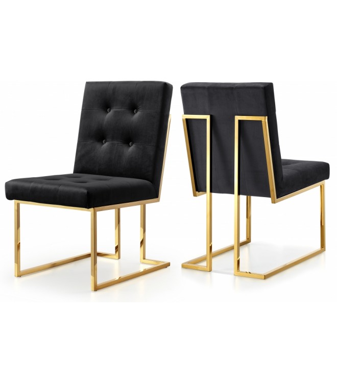 black velvet dining chair with gold legs