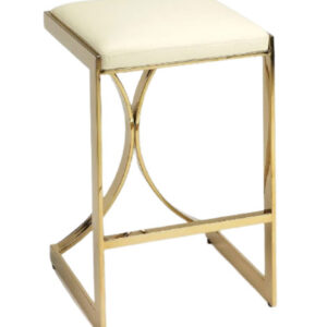 GOLD METAL CREAM FAUX LEATHER COUNTER BAR STOOL